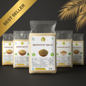 KEDARS PRODUCT Millets 2.5Kg – Natural Grains Combo Pack of 5 | Unpolished Millets | Siridhanya | Foxtail 500g, Kodo 500g,Little 500g, Barnyard 500g,Browntop 500g